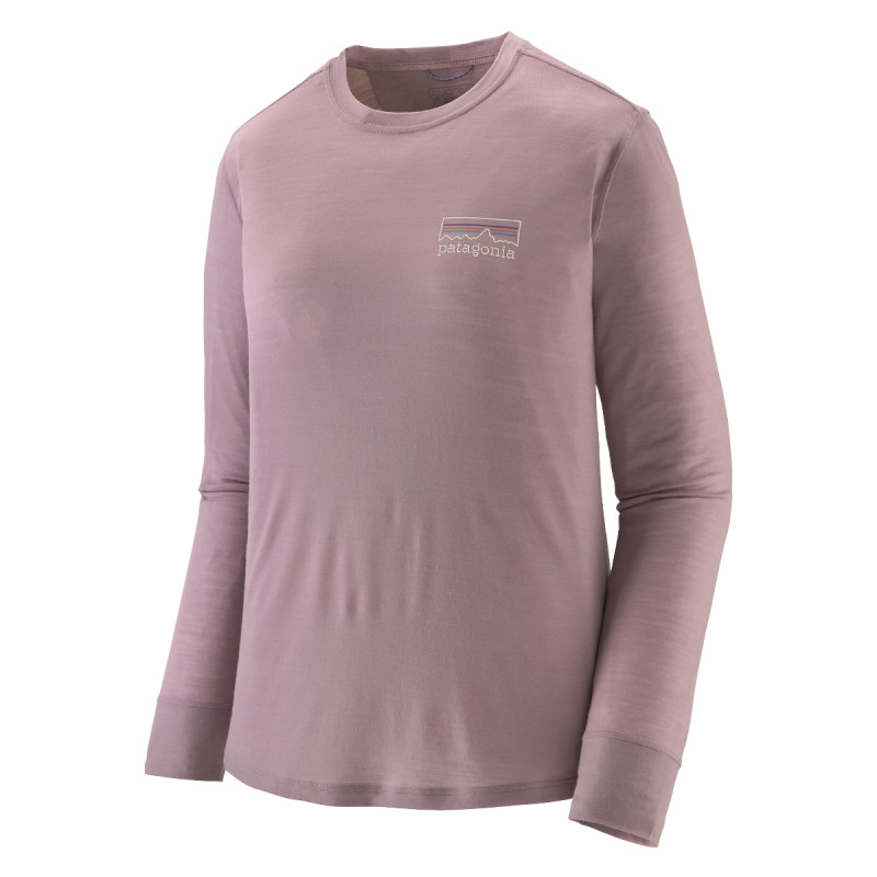 Dámské funkční tričko Patagonia LONG-SLEEVED CAPILENE COOL MERINO BLEND GRAPHIC SHIRT  - světle fialová
