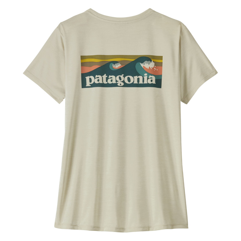 Dámske funkčné tričko Patagonia CAPILENE COOL DAILY SHIRT - BOARDSHORT LOGO  - béžová