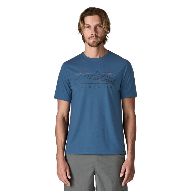 Pánske funkčné tričko Patagonia CAPILENE COOL TRAIL SHIRT - STRATAPEAKS  - modrá