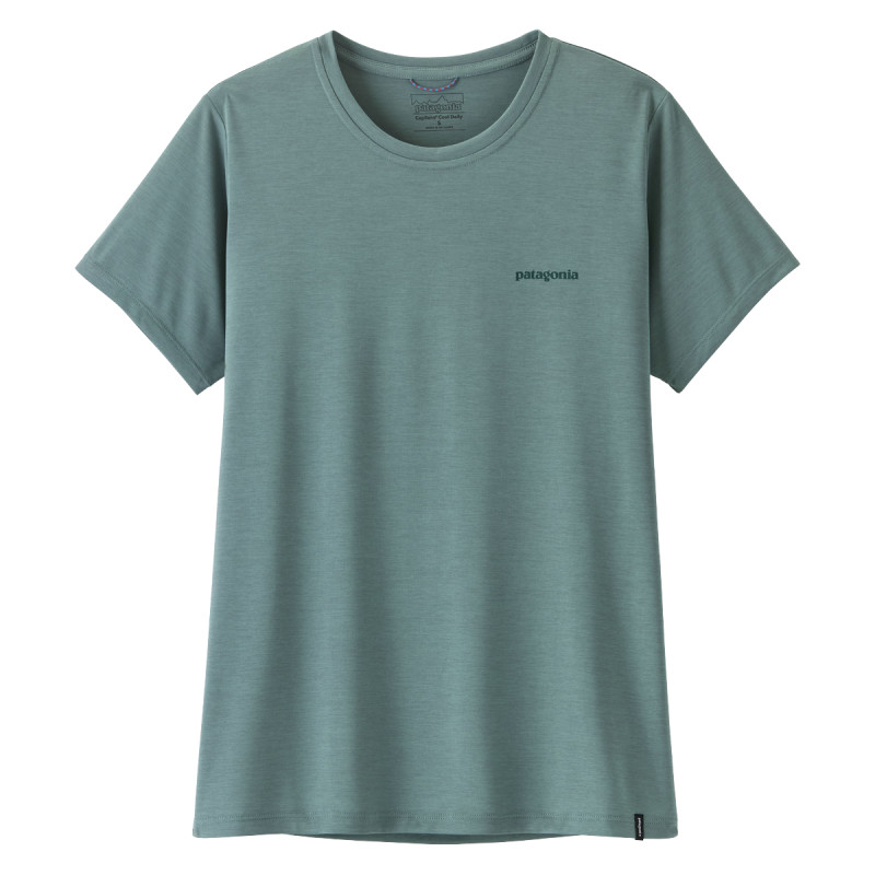 Dámske funkčné tričko Patagonia CAPILENE COOL DAILY SHIRT - BOARDSHORT LOGO  - svetlo modrá