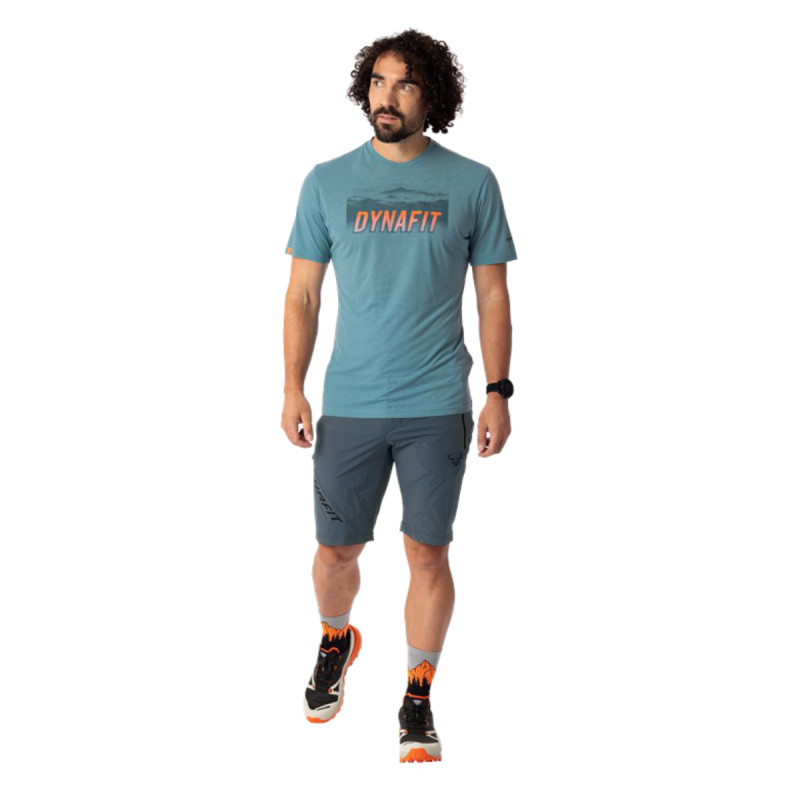 Pánské funkční tričko Dynafit TRANSALPER GRAPHIC SHIRT  - světle modrá