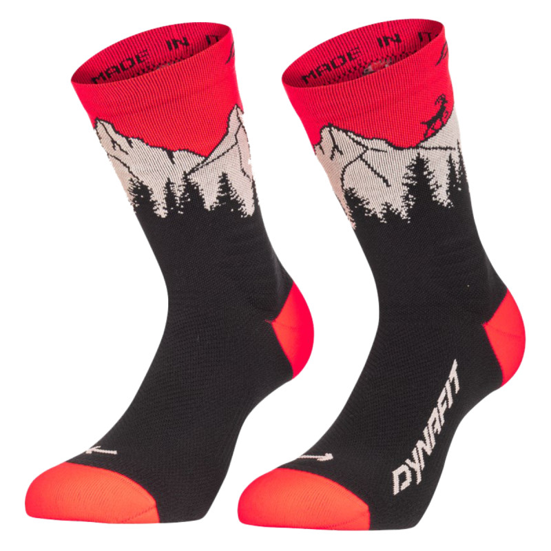 Ponožky Dynafit TRAVERSE CREW  - červená