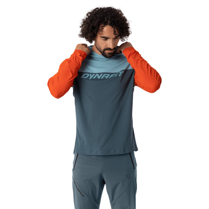Pánské funkční tričko Dynafit TRAVERSE SUN HOODY  - tmavě šedá