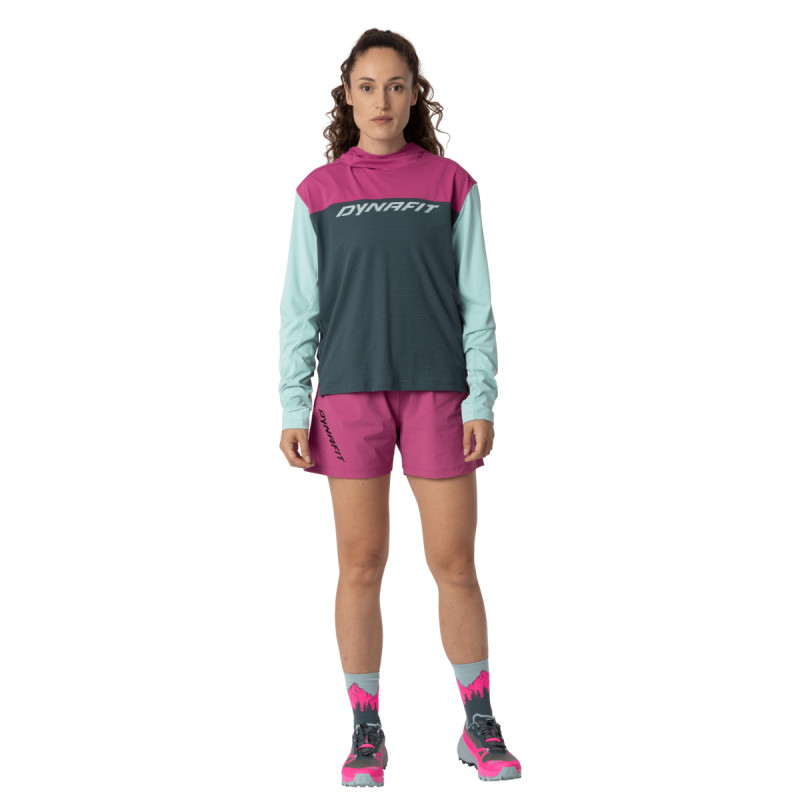 Dámské funkční tričko Dynafit TRAVERSE SUN HOODY  - tmavě šedá