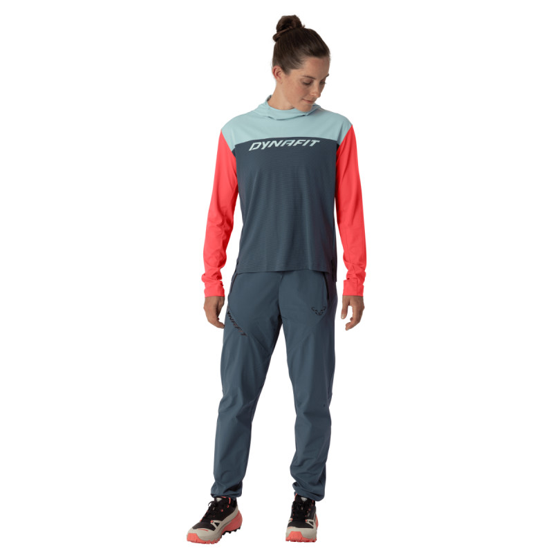 Dámské funkční tričko Dynafit TRAVERSE SUN HOODY  - tmavě šedá