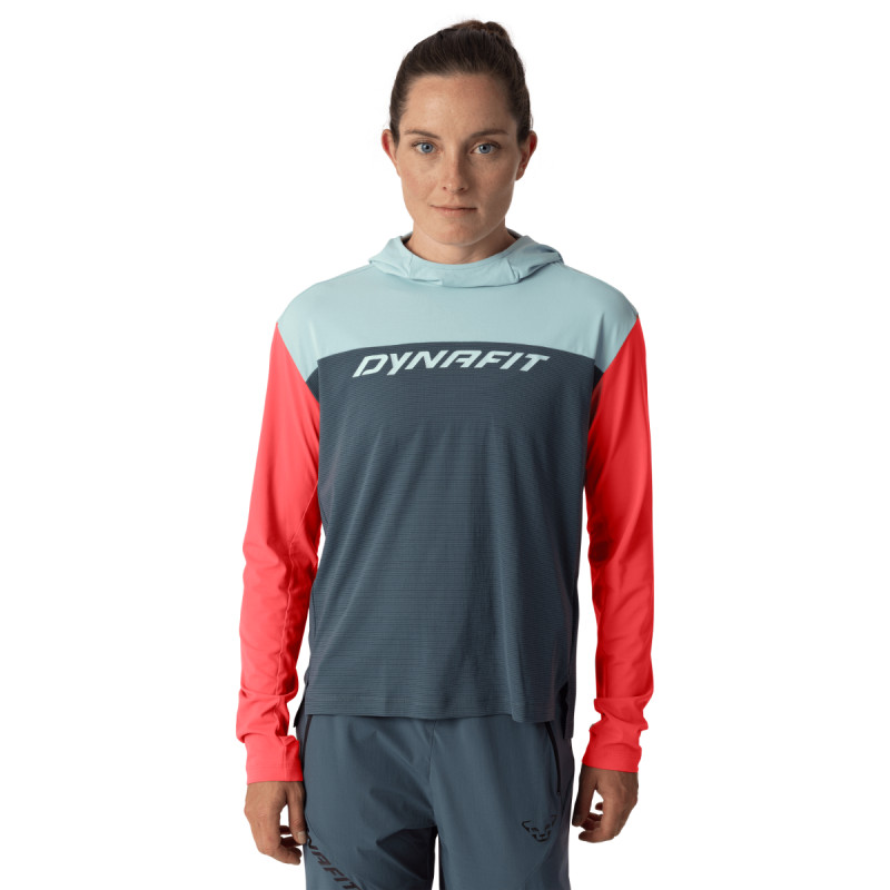 Dámské funkční tričko Dynafit TRAVERSE SUN HOODY  - tmavě šedá