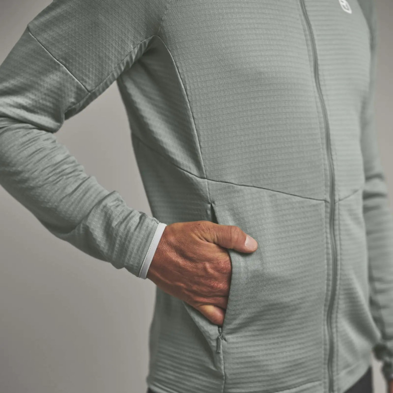 Pánska mikina Ortovox FLEECE LIGHT GRID HOODY  - svetlo šedá