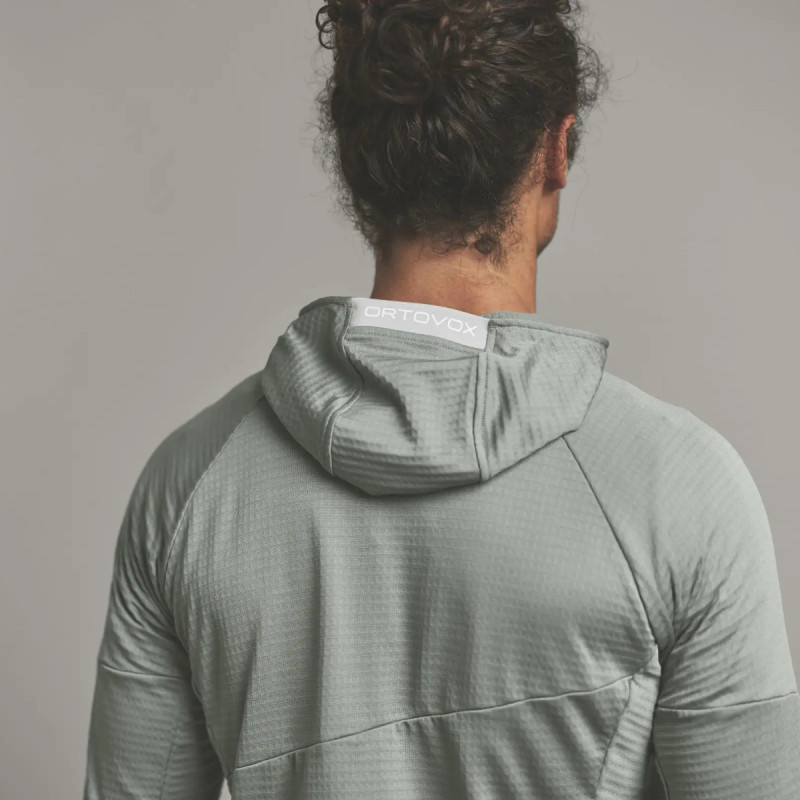 Pánska mikina Ortovox FLEECE LIGHT GRID HOODY  - svetlo šedá