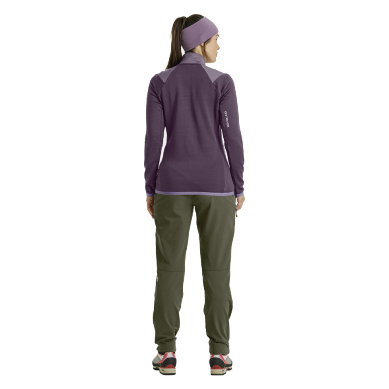 Dámska mikina Ortovox FLEECE GRID JACKET  - tmavo ružová