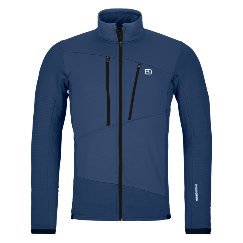 Pánska mikina Ortovox FLEECE GRID JACKET  - tmavo modrá