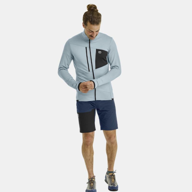 Pánska mikina Ortovox FLEECE GRID JACKET  - tmavo modrá