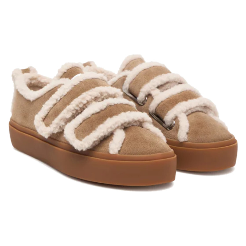 Dámske topánky Inuikii SHEARLING LOW VELCRO  - svetlo hnedá