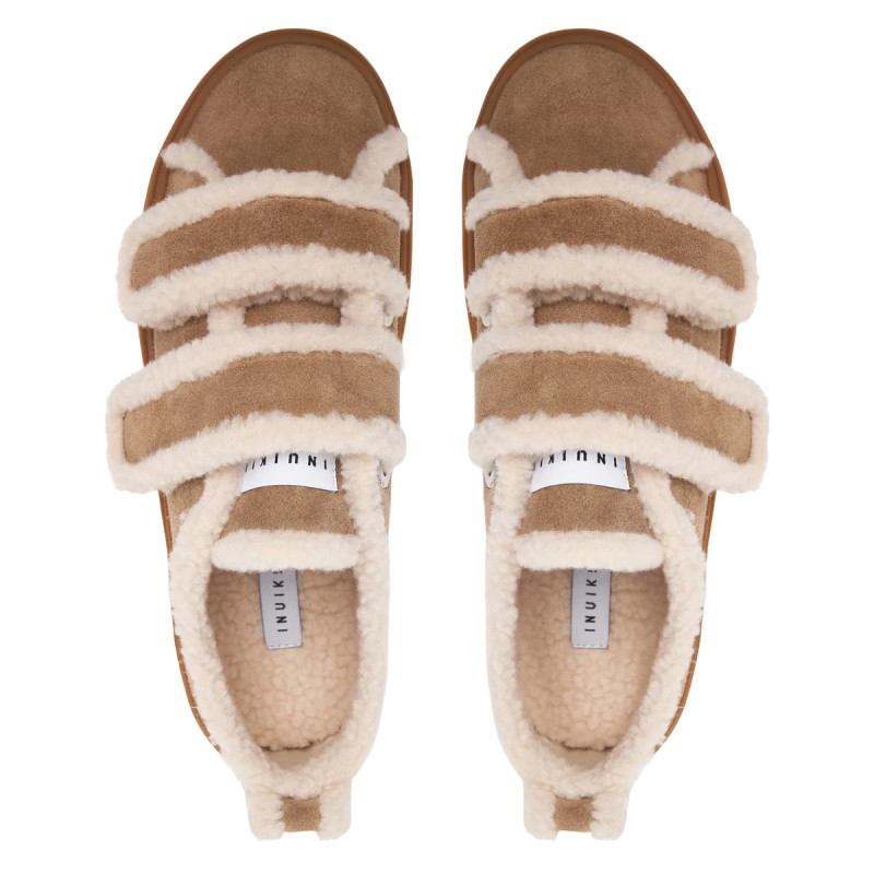 Dámske topánky Inuikii SHEARLING LOW VELCRO  - svetlo hnedá