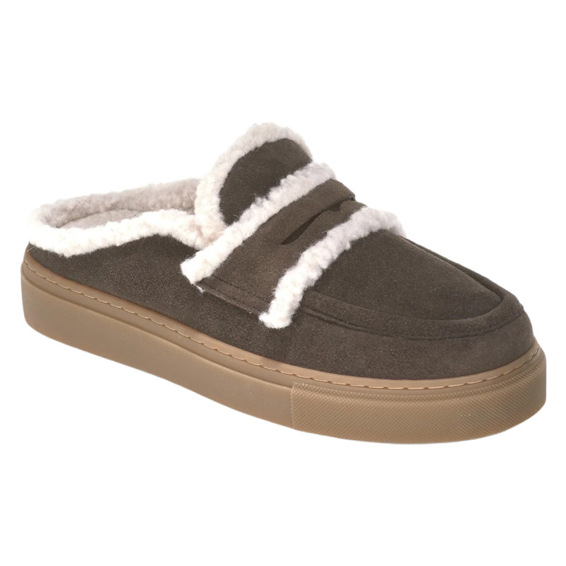 Dámske pantofle Inuikii MULE WOOL  - tmavo hnedá