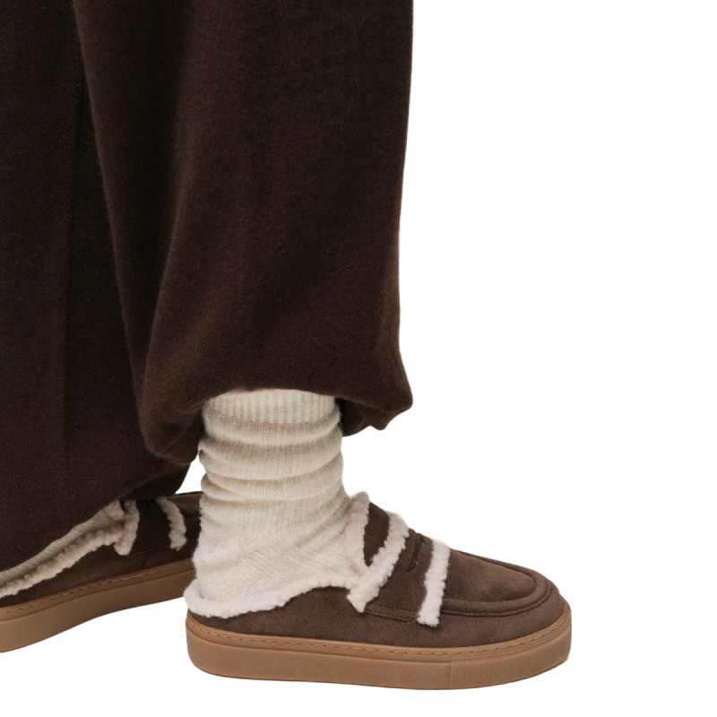 Dámske pantofle Inuikii MULE WOOL  - tmavo hnedá