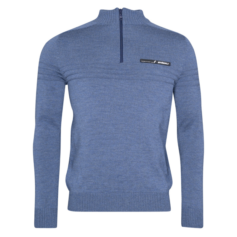 Pánsky sveter Stöckli SWISS MADE KNITTED PULLOVER ZIP  - tmavo modrá