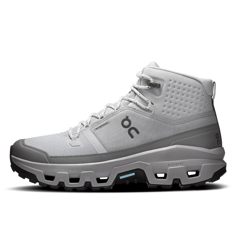 Pánske turistické členkové topánky On CLOUDROCK MID WATERPROOF  - svetlo šedá