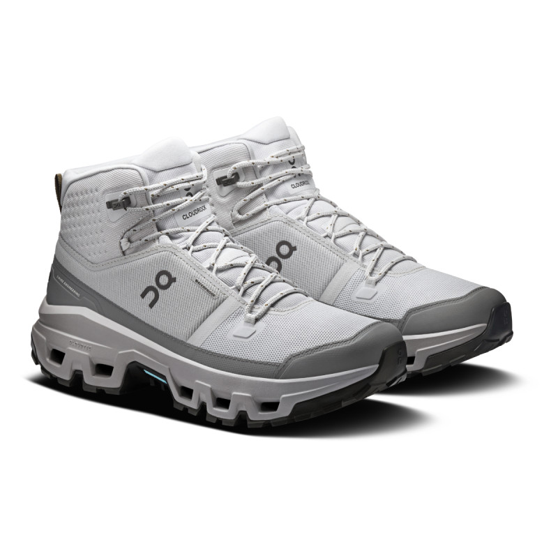 Pánske turistické členkové topánky On CLOUDROCK MID WATERPROOF  - svetlo šedá