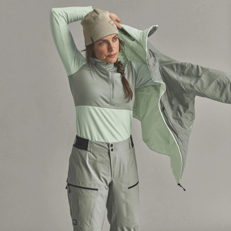 Dámska bunda Ortovox ORTLER METALWOOL 60 REV JACKET  - svetlo zelená