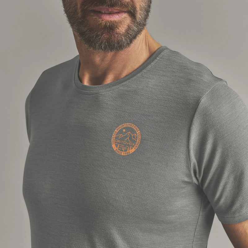 Pánské funkční tričko Ortovox 185 MERINO MTN BADGE TS  - šedá
