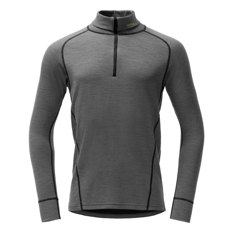 Pánske funkčné tričko Devold DUO ACTIVE MERINO 205 ZIP NECK  - šedá