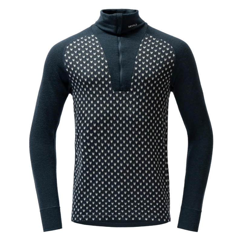 Pánske funkčné tričko Devold SIGNATURE MERINO 230 ZIP  - tmavo modrá
