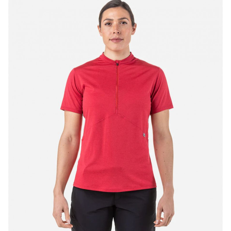 Dámske turistické funkčné tričko Mountain Equipment NAVA SS ZIP  - červená