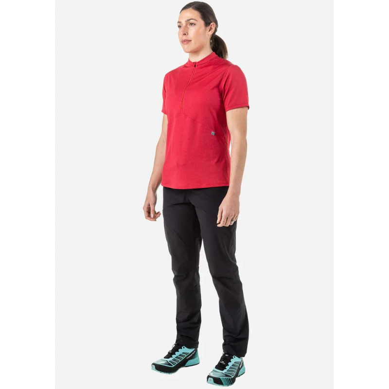 Dámske turistické funkčné tričko Mountain Equipment NAVA SS ZIP  - červená