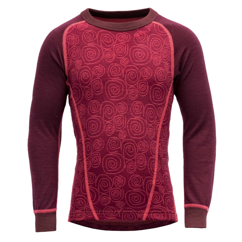 Dívčí funkční tričko Devold DUO ACTIVE KID  - vínová