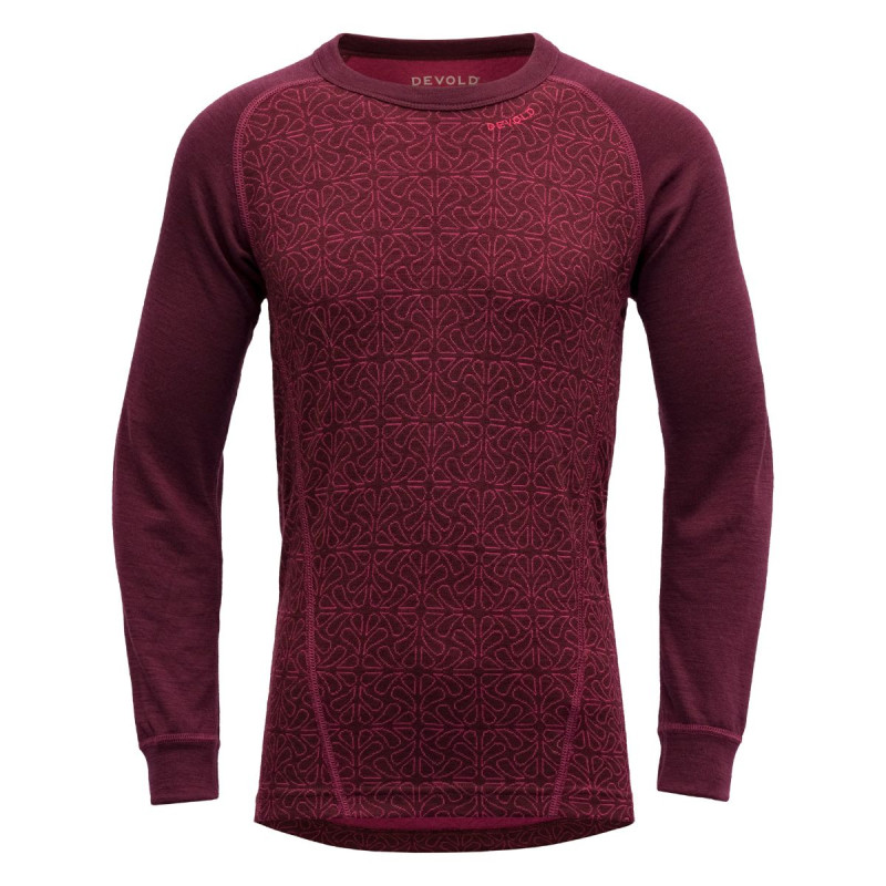 Dívčí funkční tričko Devold DUO ACTIVE JUNIOR  - vínová
