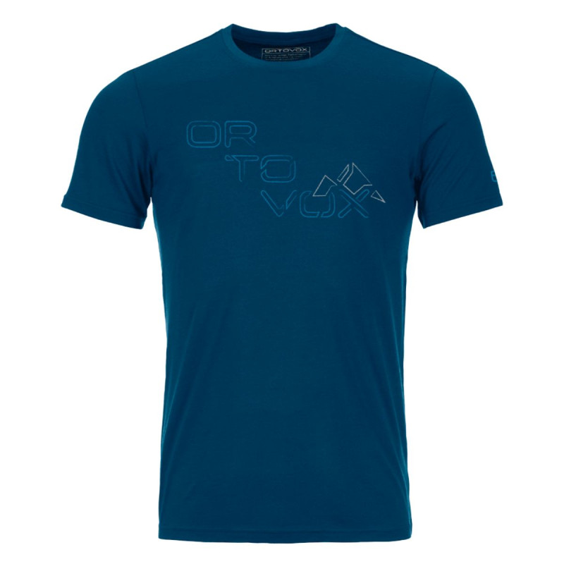 Pánske funkčné tričko Ortovox 185 MERINO TANGRAM LOGO TS  - tmavo modrá